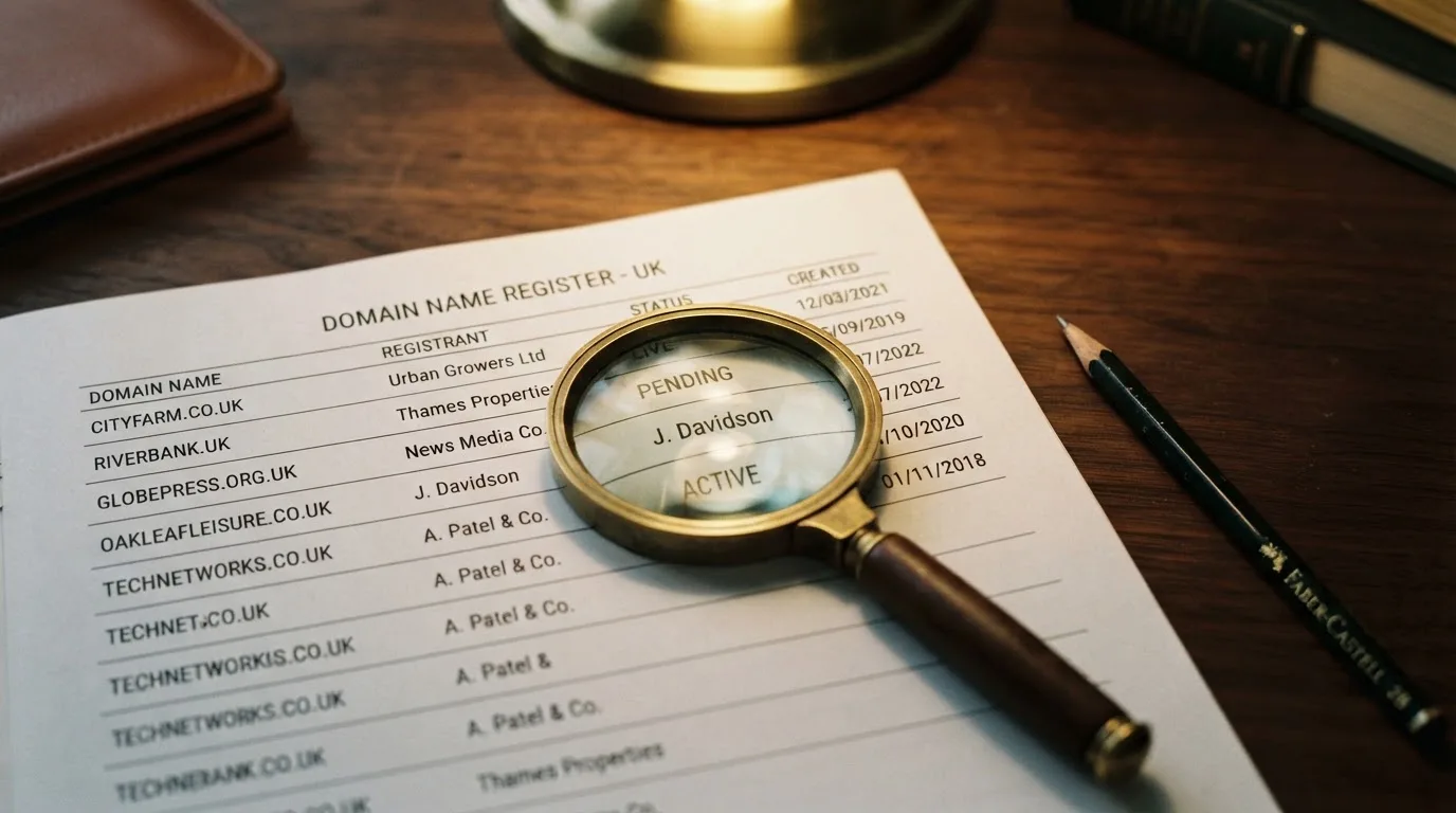 A magnifying glass rests over a printed regulatory certificate on a wooden desk.