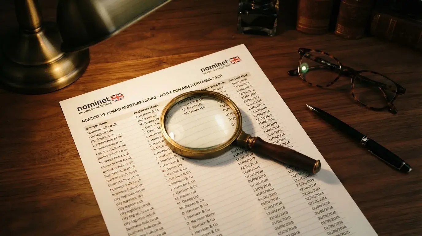 A magnifying glass rests over a printed regulatory certificate on a wooden desk.