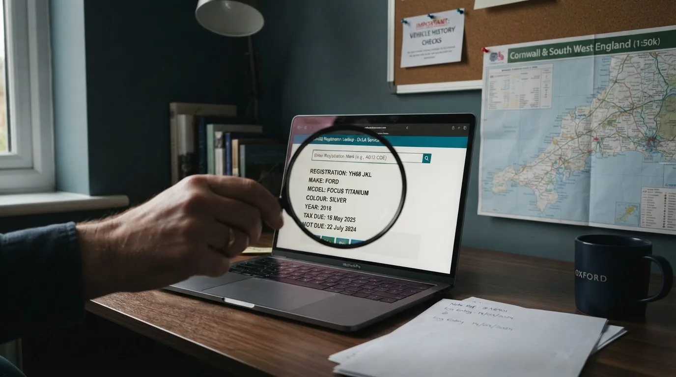 A magnifying glass held over a printed gambling licence certificate on a desk, with a UK map faintly visible in the background